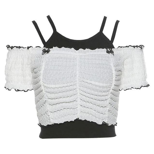 Summer Retro Ruffle Crop Top SD00583
