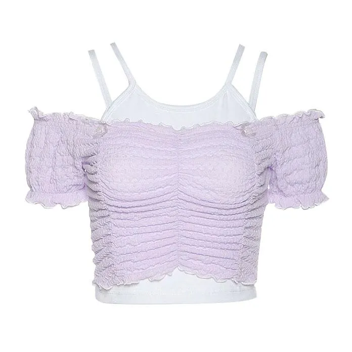 Summer Retro Ruffle Crop Top SD00583